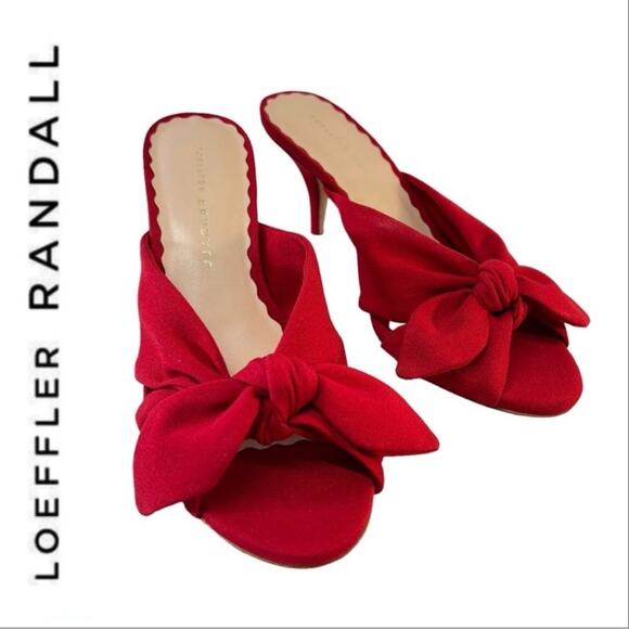 LOEFFLER RANDALL Red Bow Tie Peep Toe Dressy Kitten Heels NWOT with BOX SZ 6 - Picture 1 of 16